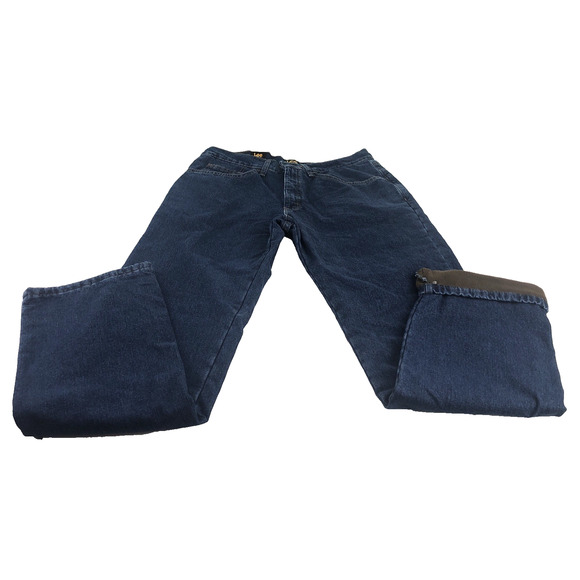 Lee Men's Fleece Lined Jeans 32x34 Relaxed Fit Straight Leg Insulated Blue Denim - Picture 1 of 12